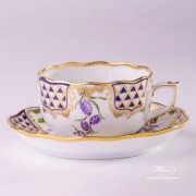 Mosaic and Flowers 20724-0-00 MTFC Tea Cup and Saucer Herend porcelain