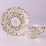 Tea Cup / Coffee Cup and Saucer 20730-0-00 SPROG Sevres Roses design. Herend porcelain. Hand painted tableware. Unique Empire porcelain form
