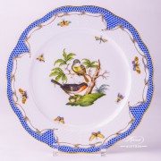 Herend Porcelain - Dinner Plate with Couple of Birds Blue Fishnet-RO ETB decor