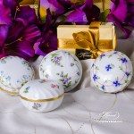 Bonbonniere - Round Shaped 6037-0-00 Nyon - Thousand Flowers - Imola Flower - Cornflower Garland patterns. Herend fine china. Hand painted ornaments