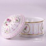 Candy / Biscuit Box with Rose Knob 6206-0-09 C-VRH-OR Vienna Rose / Viennese Rose Special VRH pattern. Herend fine china. Hand painted tableware