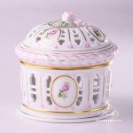 Candy / Biscuit Box with Rose Knob 6206-0-09 C-VRH-OR Vienna Rose / Viennese Rose Special VRH pattern. Herend fine china. Hand painted tableware
