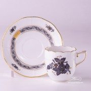 Apponyi Gray 709-0-00 ANG Coffee Cup and Saucer Herend porcelain