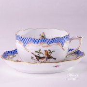 Herend Porcelain - Tea Cup with Couple of Birds Blue Fishnet-RO ETB decor