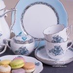 Coffee Set for 2 Persons - Herend Chinese Bouquet Turquoise / Apponyi ATQ3-PT pattern. Herend fine china hand painted. Tableware