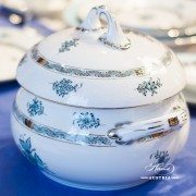 Apponyi Turquoise 22-0-07 ATQ3-PT Soup Tureen with Strap Knob Herend porcelain