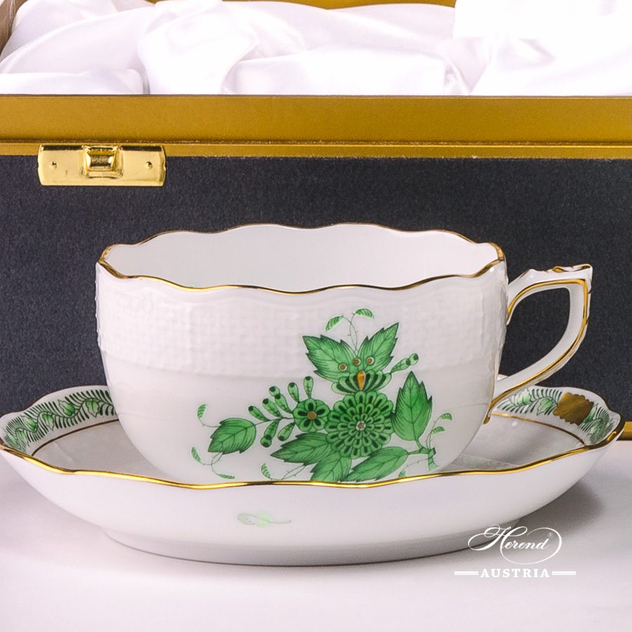 Apponyi Green - Tea Cup for 2 Persons 724-0-00 AV - Herend Fine china in Gift Box