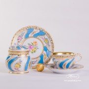 Colette Pattern Tea Cup and Dessert Plate with Sugar Basin-Herend Porcelain