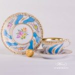 Colette Pattern Tea Cup and Dessert Plate with Sugar Basin-Herend Porcelain