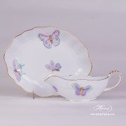 Royal Garden-Turquoise 218-0-00 EVICTP2 Sauce Boat with 212-0-00 EVICTP2 Oval Dish Herend porcelain