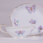 Sauce Boat w. Oval Dish 218-0-00 and 212-0-00 EVICTP2 Royal Garden Turquoise Butterfly pattern. Herend fine china  hand painted. Tableware
