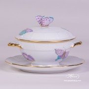 Royal Garden-Turquoise 740-0-17 EVICTP2 Soup Cup and Lid with Saucer Herend porcelain