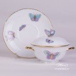 Soup Cup with Lid 740-0-17 EVICTP2 Royal Garden Turquoise Butterfly pattern. Herend fine china hand painted. Tableware