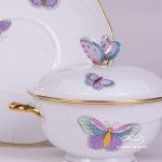Soup Cup with Lid 740-0-17 EVICTP2 Royal Garden Turquoise Butterfly pattern. Herend fine china hand painted. Tableware