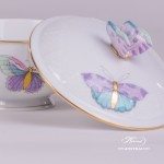 Soup Cup with Lid 740-0-17 EVICTP2 Royal Garden Turquoise Butterfly pattern. Herend fine china hand painted. Tableware