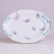 Royal Garden-Turquoise 123-0-00 EVICTP2 Oval Dish with handle Herend porcelain