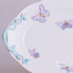 Oval Dish with Handle 123-0-00 EVICTP2 Royal Garden Turquoise Butterfly pattern. Herend fine china hand painted. Tableware