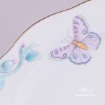 Oval Dish with Handle 123-0-00 EVICTP2 Royal Garden Turquoise Butterfly pattern. Herend fine china hand painted. Tableware