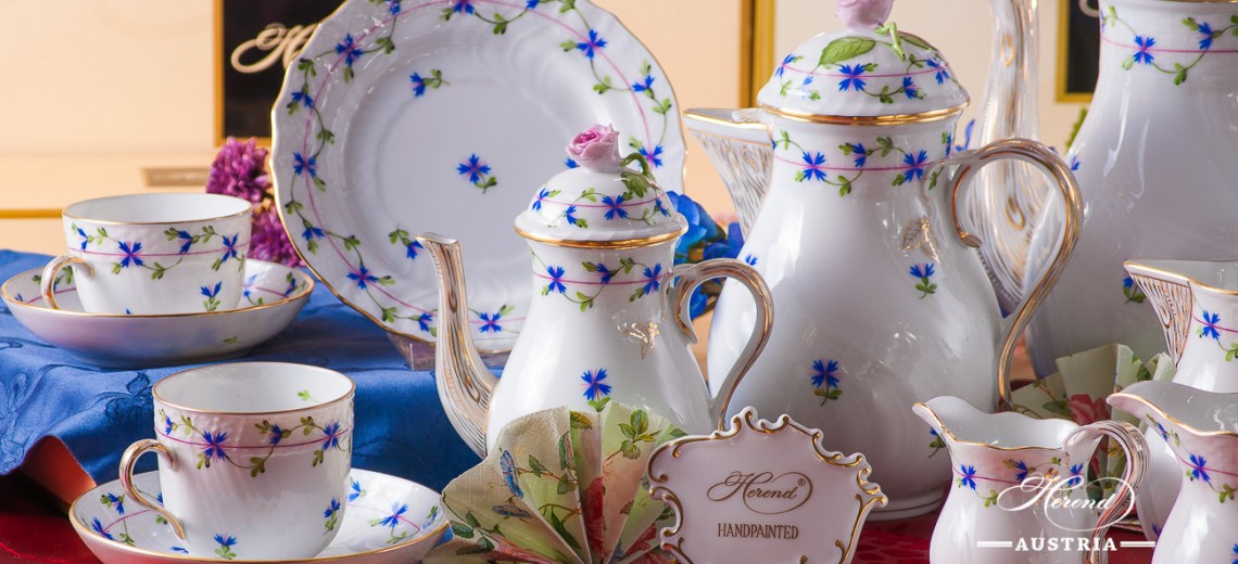 Cornflower Garland-PBG  Coffee Set - Herend Porcelain