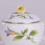 Sugar Basin w. Rose Knob 472-0-09 EVICTF1 Royal Garden Green Flower pattern. Herend fine china hand painted. Tableware