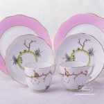 Dream Garden Coffee Cup and Saucer 20706-0-00 REJA and Dessert Plate 20517-0-00 REJA Herend porcelain