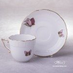 Victoria Grande Coffee Cup with Saucer 706-0-00 VICTMC-Pink Herend porcelain