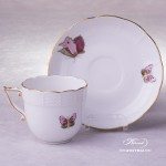 Victoria Grande Coffee Cup with Saucer 706-0-00 VICTMC-Pink Herend porcelain