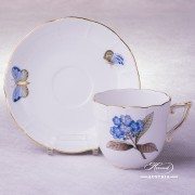 Victoria Grande Coffee Cup with Saucer 706-0-00 VICTMC-Blue Herend porcelain