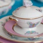 Dinner Set for 6 Persons - Herend Royal Garden Turquoise Flower with Butterfly patterns. Herend fine china and hand painted tableware