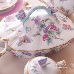 Dinner Set for 6 Persons - Herend Royal Garden Turquoise Flower with Butterfly patterns. Herend fine china and hand painted tableware