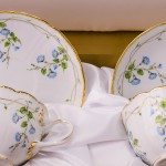 Tea Cup and Saucer for 2 Persons in Gift Box 4247-0-00 NY Nyon / Morning Glory design. Herend porcelain. Hand painted tableware. Tea Cup w. Double Handle