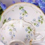 Tea Cup and Saucer for 2 Persons in Gift Box 4247-0-00 NY Nyon / Morning Glory design. Herend porcelain. Hand painted tableware. Tea Cup w. Double Handle