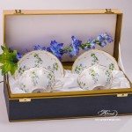 Tea Cup and Saucer for 2 Persons in Gift Box 4247-0-00 NY Nyon / Morning Glory design. Herend porcelain. Hand painted tableware. Tea Cup w. Double Handle