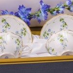 Tea Cup and Saucer for 2 Persons in Gift Box 4247-0-00 NY Nyon / Morning Glory design. Herend porcelain. Hand painted tableware. Tea Cup w. Double Handle