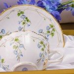 Tea Cup and Saucer for 2 Persons in Gift Box 4247-0-00 NY Nyon / Morning Glory design. Herend porcelain. Hand painted tableware. Tea Cup w. Double Handle