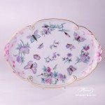 Ribbon Tray 400-0-00 EVICT2 Royal Garden Turquoise Flower and Butterfly pattern. Herend fine china hand painted. Tableware