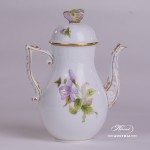 Coffee Pot with Butterfly Knob 613-0-17 EVICTF1 Royal Garden Green Flower pattern. Herend fine china hand painted. Tableware