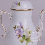 Coffee Pot with Butterfly Knob 613-0-17 EVICTF1 Royal Garden Green Flower pattern. Herend fine china hand painted. Tableware