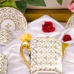 Coffee / Espresso Set for 2 Persons in Gift Box – Sevres Roses SPROG design. Herend porcelain. Hand painted tableware. Coffee Cup volume 0.6 dl (2 OZ)