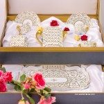 Coffee / Espresso Set for 2 Persons in Gift Box – Sevres Roses SPROG design. Herend porcelain. Hand painted tableware. Coffee Cup volume 0.6 dl (2 OZ)