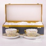 Tea Cup / Coffee Cup and Saucer 20730-0-00 SPROG Sevres Roses design. Herend porcelain. Hand painted tableware. Cup which is suitable for both Tea and Coffee. 2 pieces Universal Cup with Saucer in Gift Box