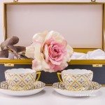 Tea Cup / Coffee Cup and Saucer 20730-0-00 SPROG Sevres Roses design. Herend porcelain. Hand painted tableware. Cup which is suitable for both Tea and Coffee. 2 pieces Universal Cup with Saucer in Gift Box