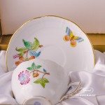 Tea / Coffee Cup and Saucer for 2 Persons - 730-0-00 VA Queen Victoria-A decor in Gift Box. Herend porcelain hand painted