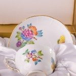 Tea / Coffee Cup and Saucer for 2 Persons - 730-0-00 VA Queen Victoria-A decor in Gift Box. Herend porcelain hand painted