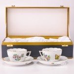 Tea / Coffee Cup and Saucer for 2 Persons - 730-0-00 VA Queen Victoria-A decor in Gift Box. Herend porcelain hand painted