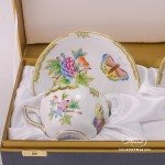 Tea / Coffee Cup and Saucer for 2 Persons - 730-0-00 VBO Queen Victoria decor in Gift Box. Herend porcelain hand painted