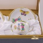 Tea / Coffee Cup and Saucer for 2 Persons - 730-0-00 VBO Queen Victoria decor in Gift Box. Herend porcelain hand painted
