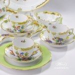 Coffee / Espresso Set for 6 Persons - Herend Queen Victoria VBO decor. Herend porcelain hand painted. Tableware