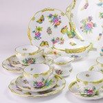 Coffee / Cappuccino Set for 6 Persons - Herend Queen Victoria VBO decor. Herend porcelain hand painted. Tableware. Coffee Cup 730-0-00 VBO