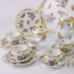 Coffee / Cappuccino Set for 6 Persons - Herend Queen Victoria VBO decor. Herend porcelain hand painted. Tableware. Coffee Cup 730-0-00 VBO